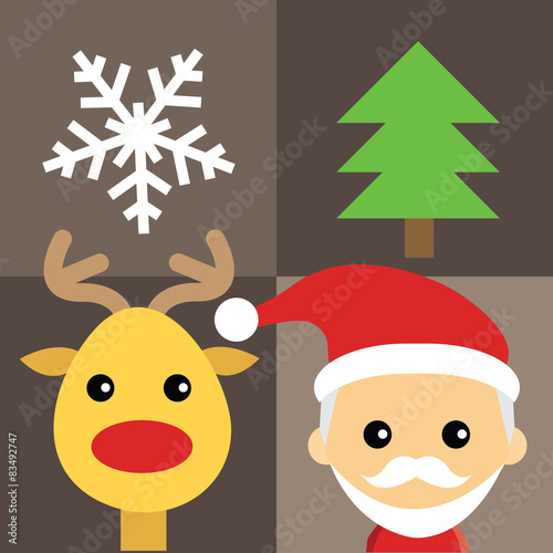 illustration of cute santa claus and reindeer  