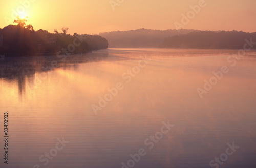Foggy sunrise on the lake © Nickolay Khoroshkov