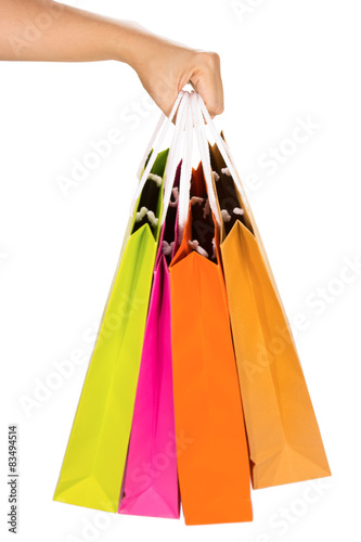 Shopping paper bags isolated on white background