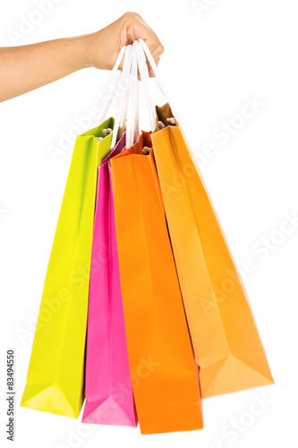 Shopping paper bags isolated on white background