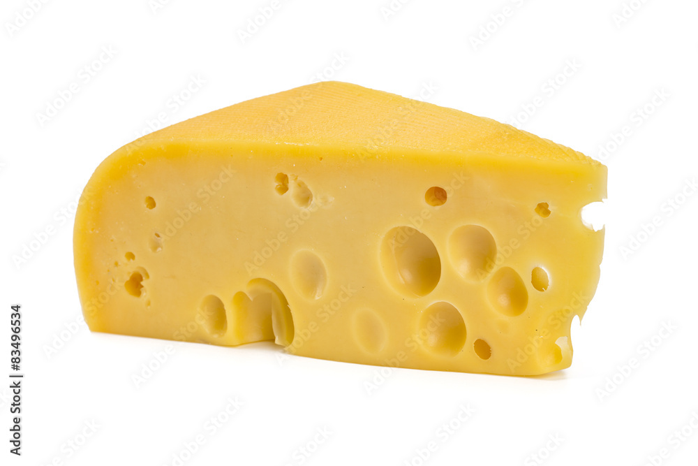 piece of cheese isolated on a white background