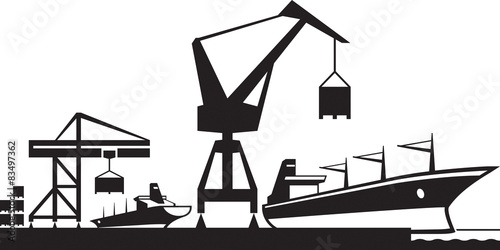 Cargo terminal port - vector illustration