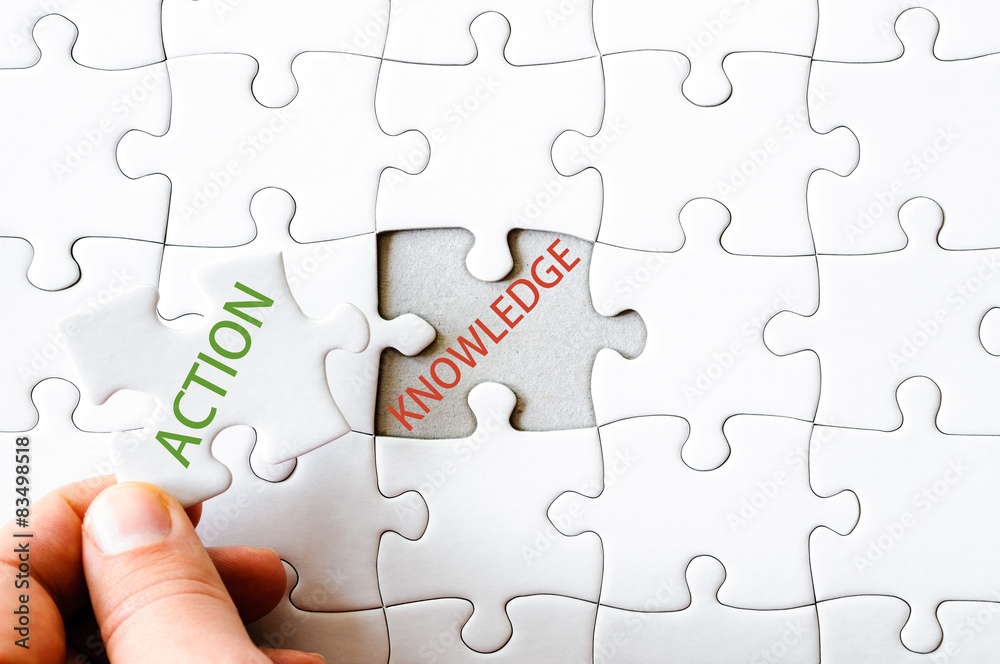 Missing jigsaw puzzle piece with word ACTION Missing jigsaw puzzle piece with word ACTION