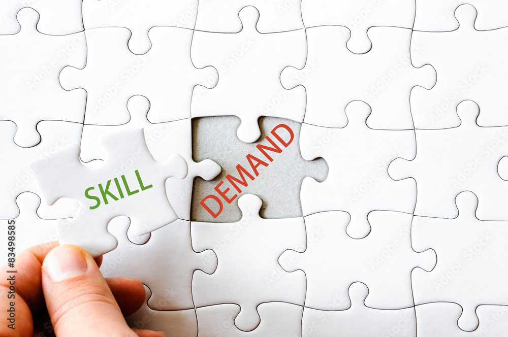 Missing jigsaw puzzle piece with word SKILL Missing jigsaw puzzle piece with word SKILL