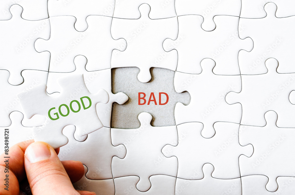 Missing jigsaw puzzle piece with word GOOD Missing jigsaw puzzle piece with word GOOD