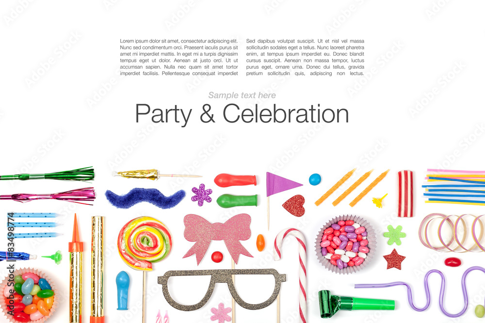party and celebration elements on white background party and celebration elements on white background