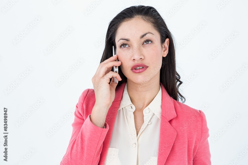 Elegant brunette calling on the phone Elegant brunette calling on the phone