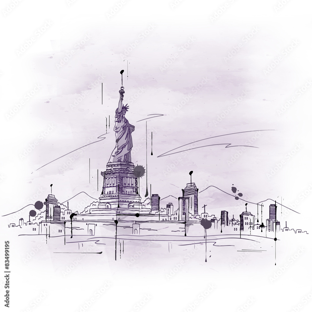 Obraz premium Hand drawn sketch of the Statue of Liberty