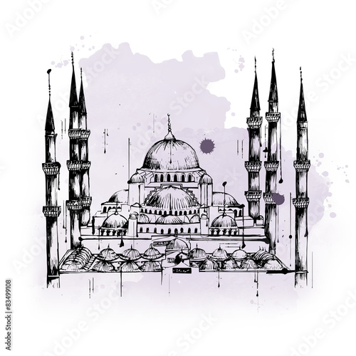 Photography Blue or Sultan Ahmed Mosque in Istanbul, Turkey