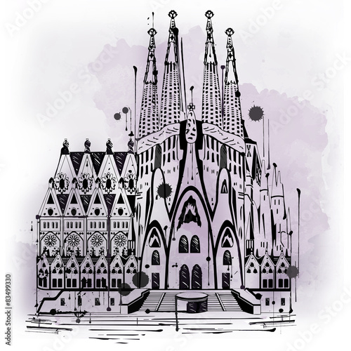 Illustration of Sagrada Familia in Barcelona #83499330