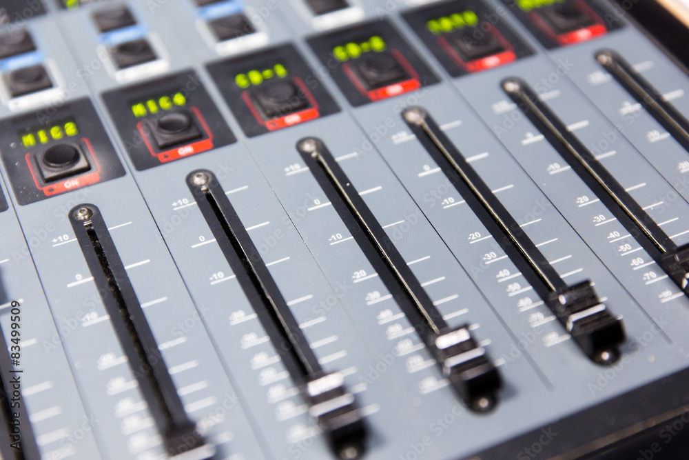 control panel at recording studio or radio station control panel at recording studio or radio station