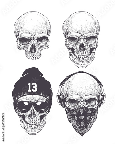 Dotwork Skulls Set