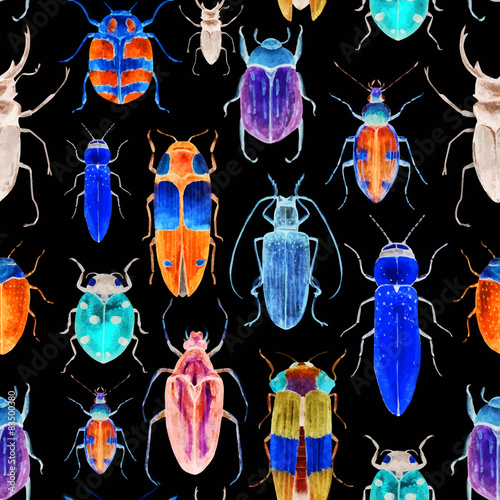 Watercolor bug beetle pattern