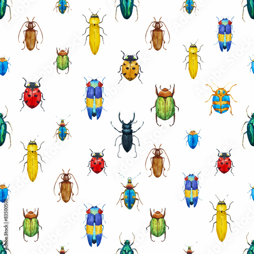 Watercolor bug beetle pattern