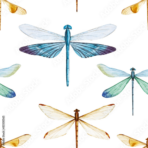 Watercolor dragonflies pattern