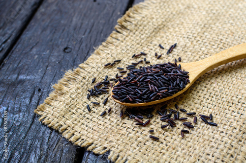 Close up of riceberry in spoon