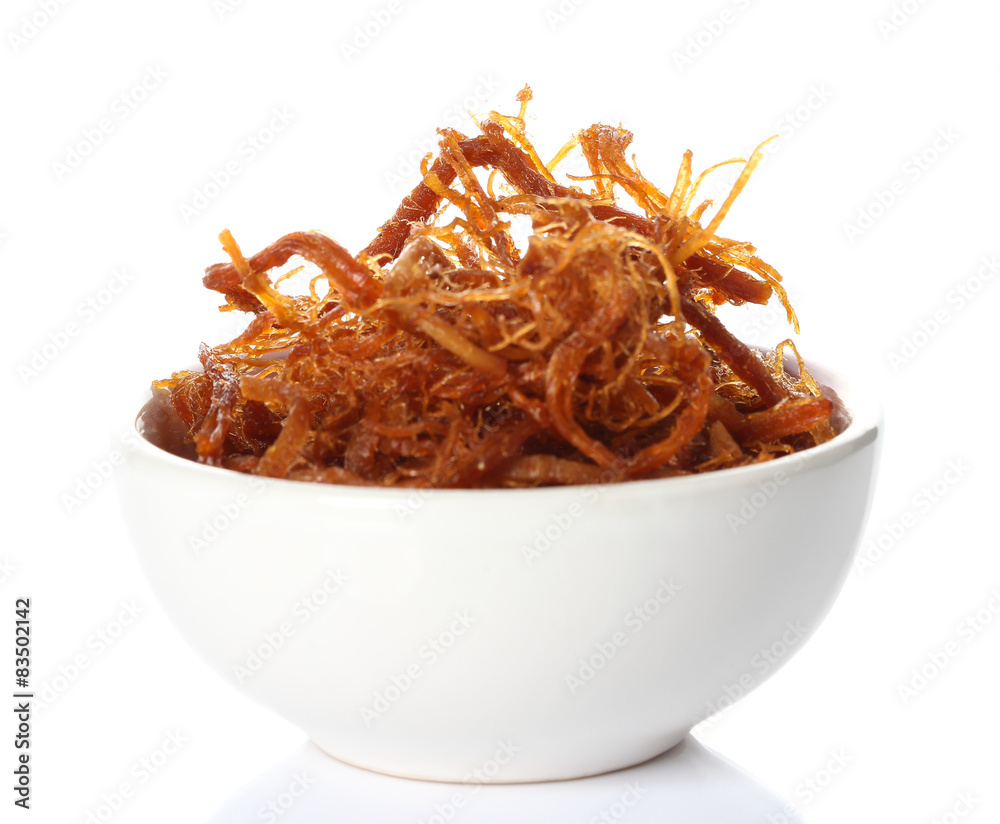 Fototapeta premium dried shredded pork on white background