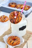 homemade donuts with colorful icing 