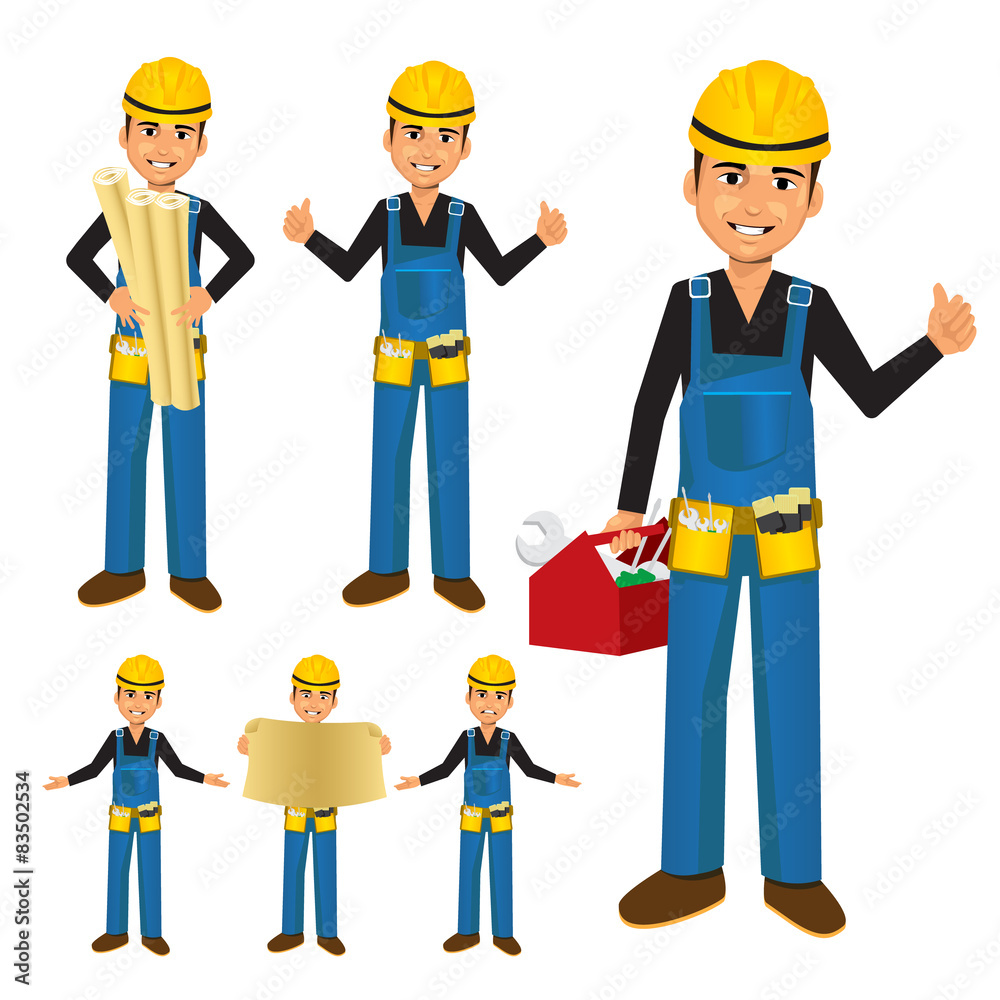 Construction worker or handyman with toolbox