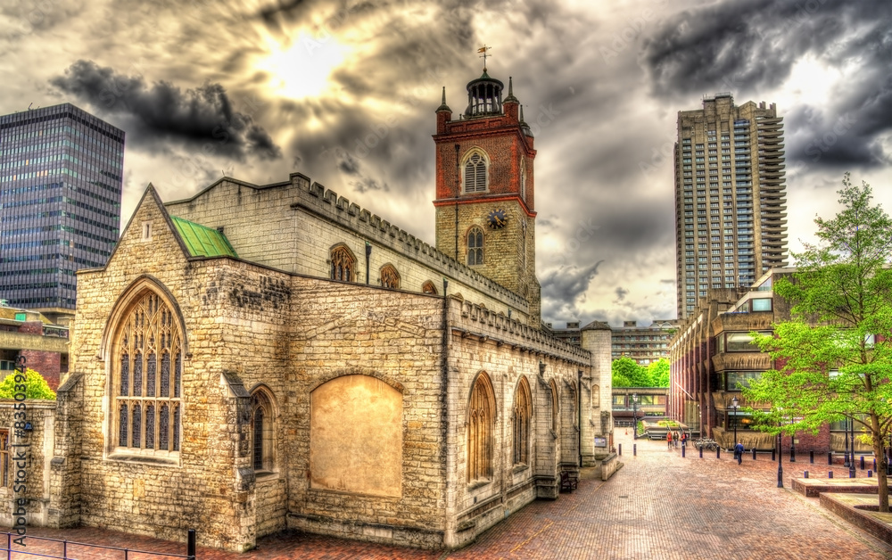 St Giles-without-Cripplegate church in London - England