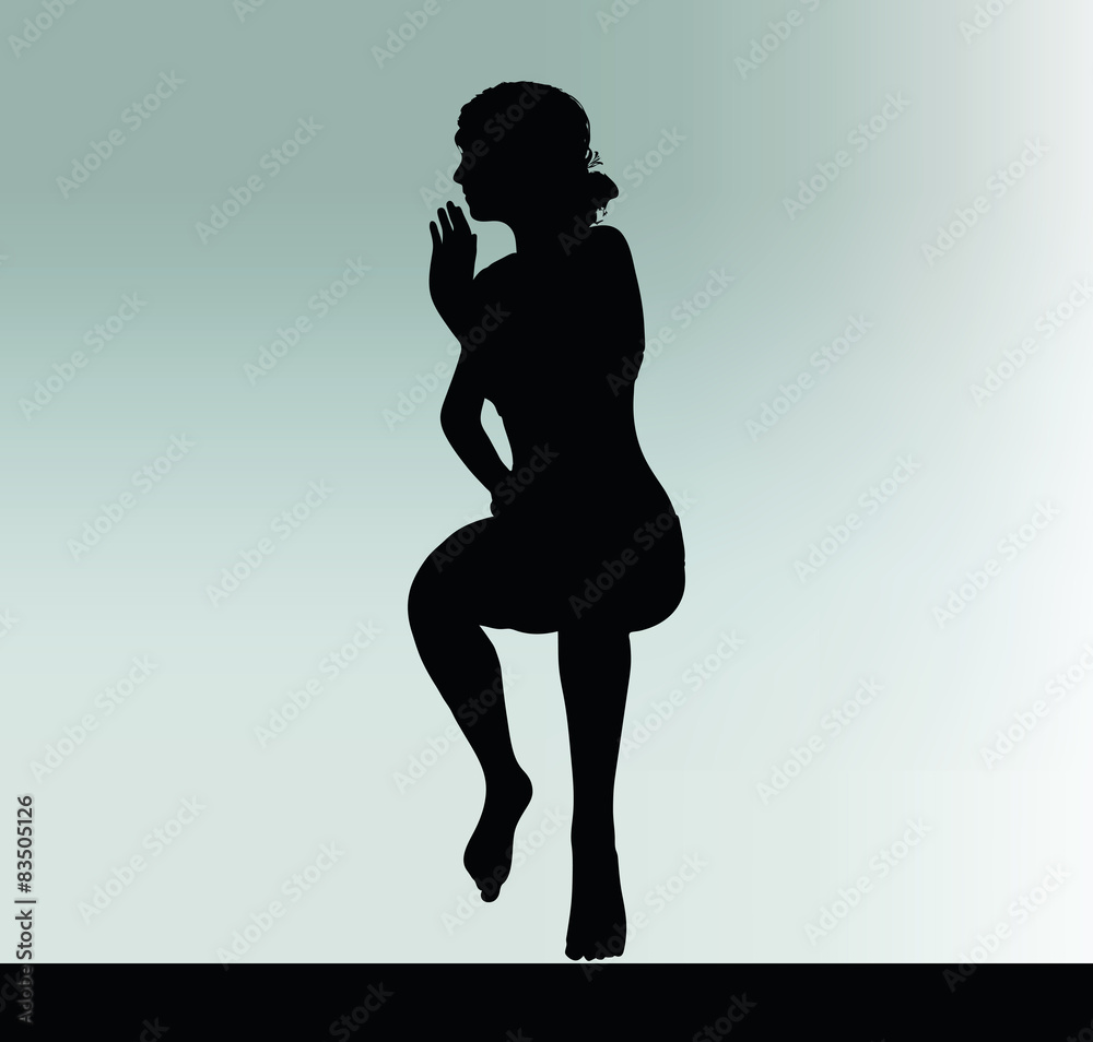 woman silhouette with hand gesture mouth to mouth