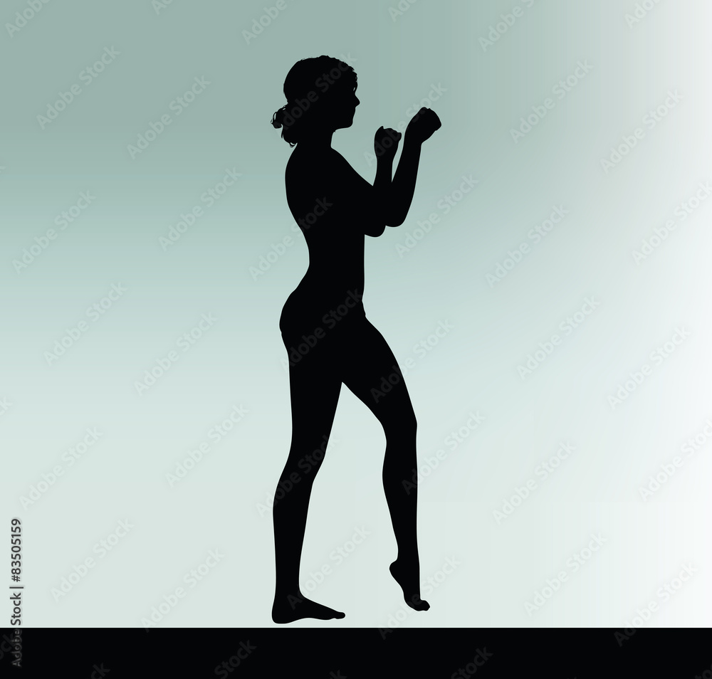 woman silhouette with hand gesture power and might woman silhouette with hand gesture power and might