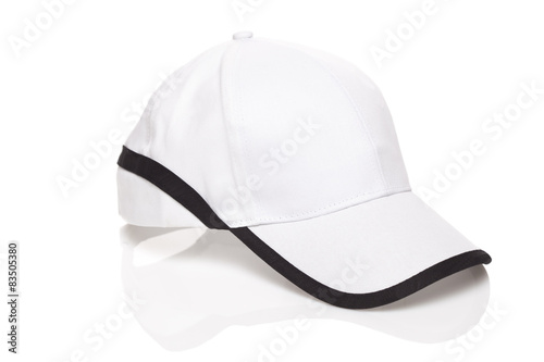 White baseball cap isolated on white background 