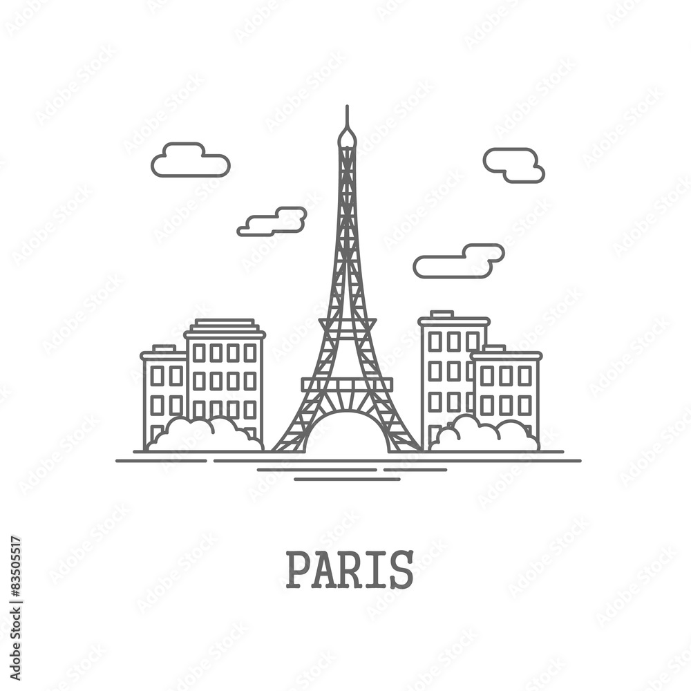 Drawing silhouette the city of Paris