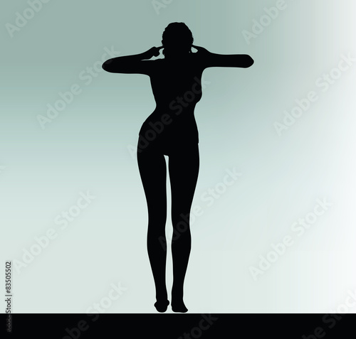 woman silhouette with hand gesture turn a deaf ear