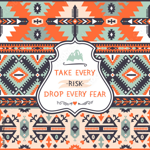 Seamless bright pattern with geometric elements in navajo style