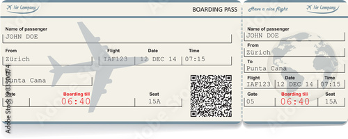 Vector image of airline boarding pass ticket 