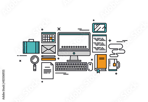 Coding and programming line style illustration