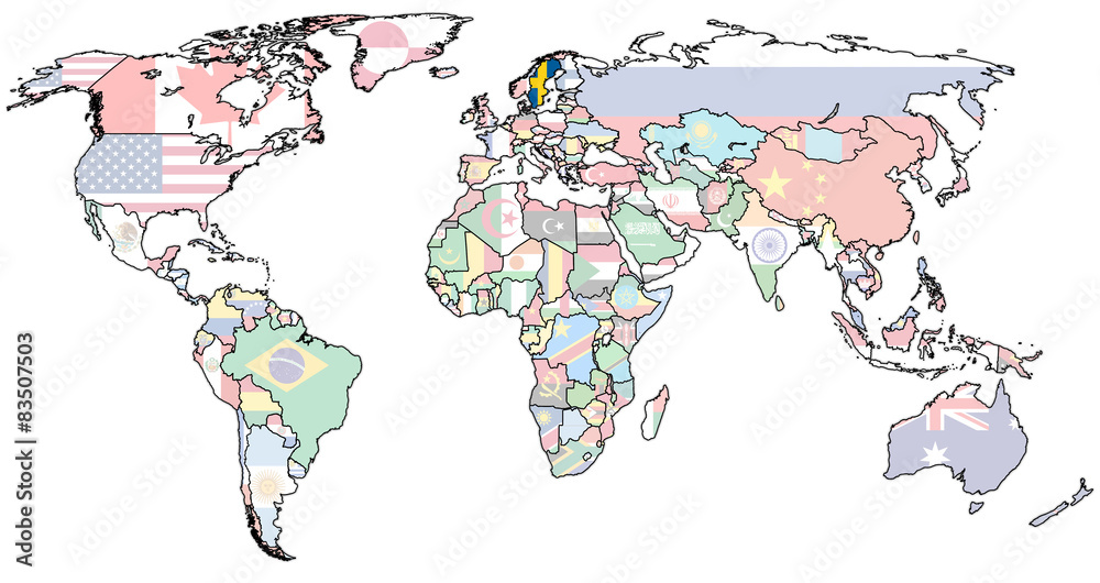 Obraz premium sweden territory on world map