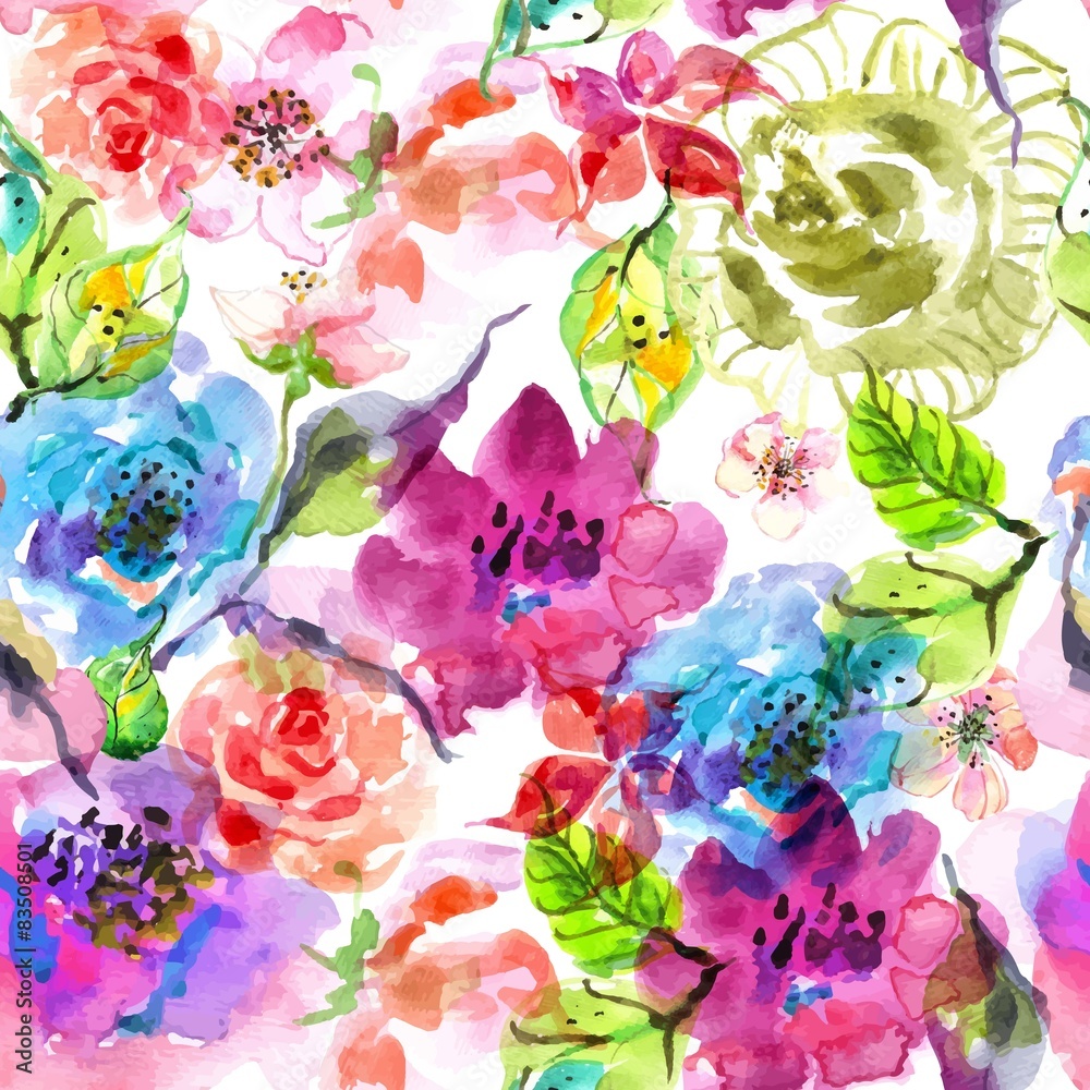 Watercolor floral frame, beautiful natural illustration