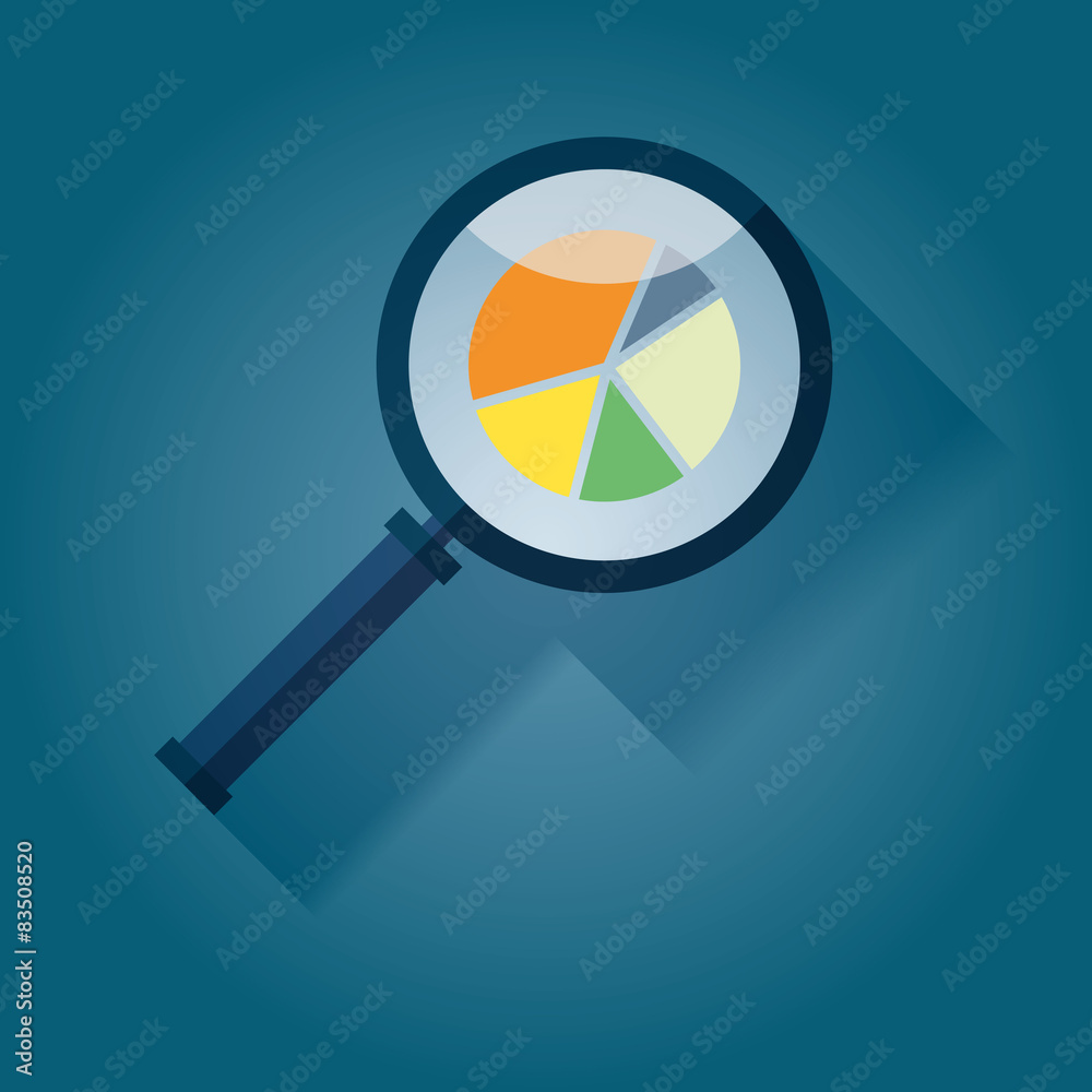 Business Analysis symbol with magnifying glass icon Business Analysis symbol with magnifying glass icon