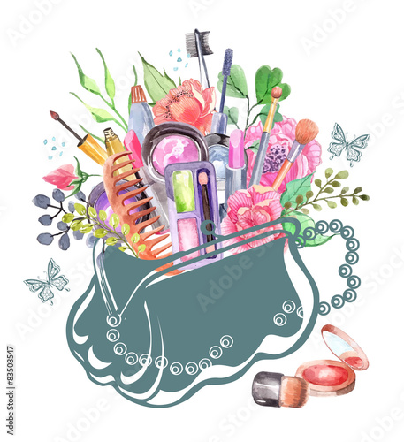 Watercolor cosmetics set