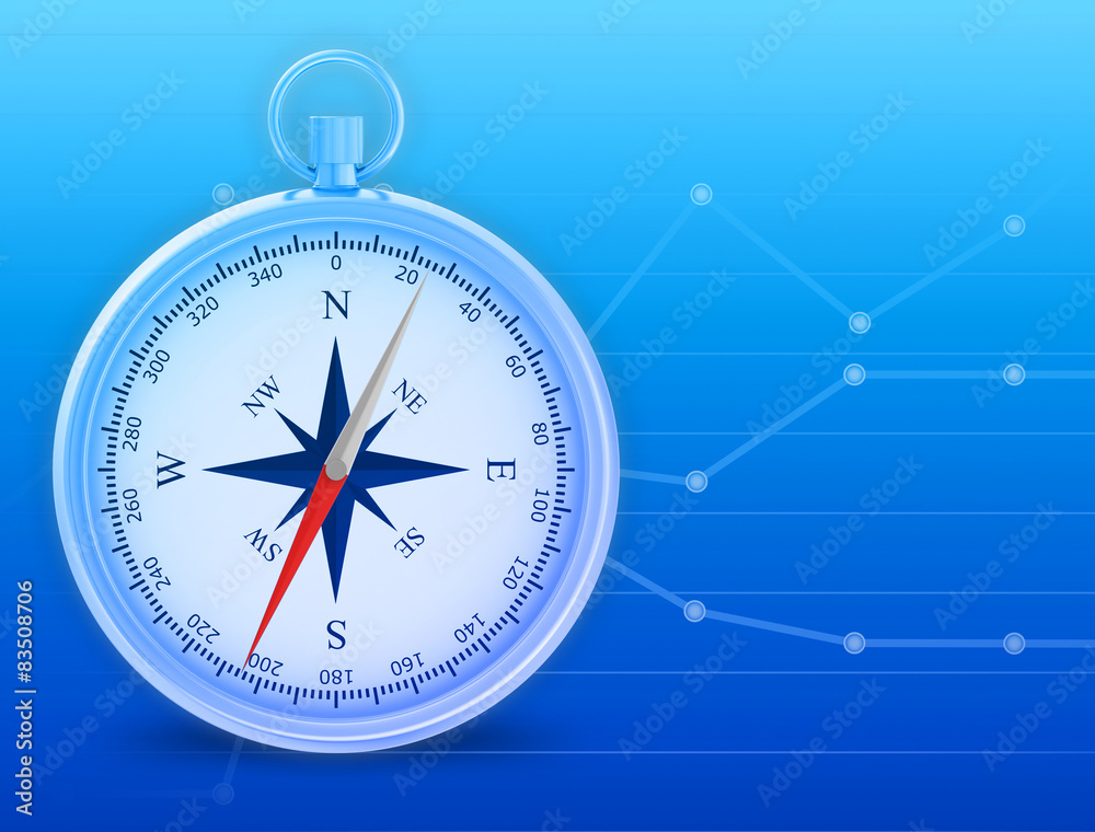 Compass on abstract blue background Compass on abstract blue background