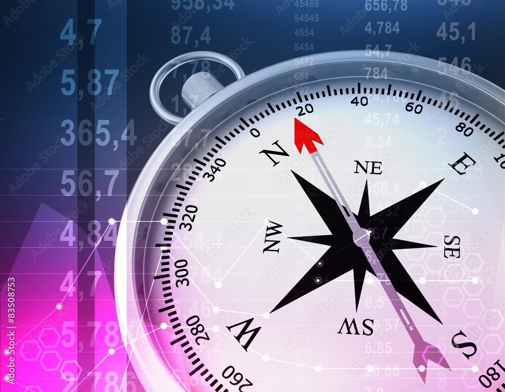 Abstract illustration with compass and random numbers