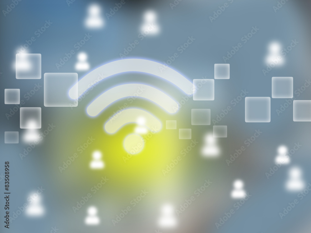 Abstract illustration with wi-fi icon and men