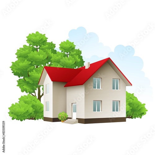 Vector illustration of cool detailed house icon isolated on