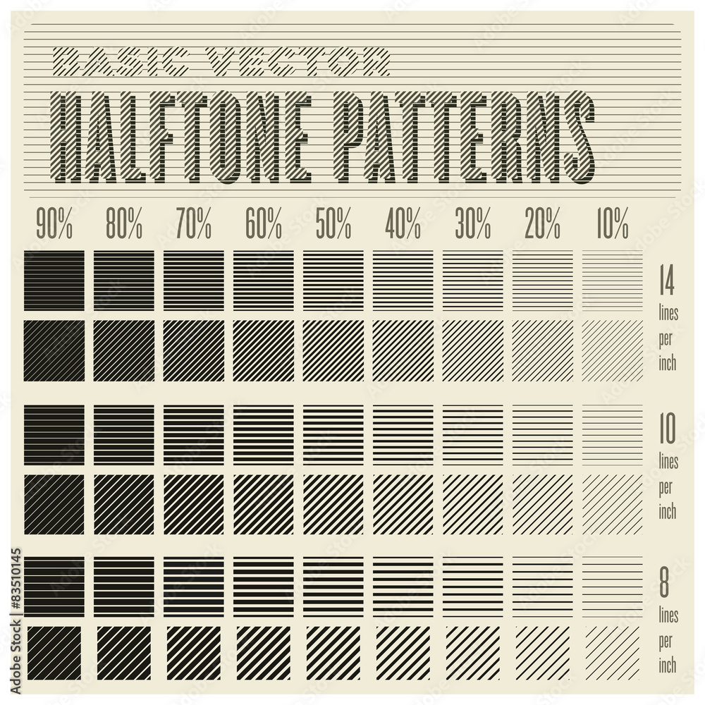 vector halftone pattern -  basic vector halftone lines seamless patterns (with swatches) 