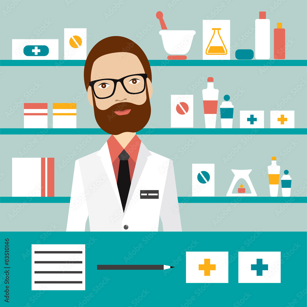 Doctor office workplace. Flat vector illustration. Doctor office workplace. Flat vector illustration.