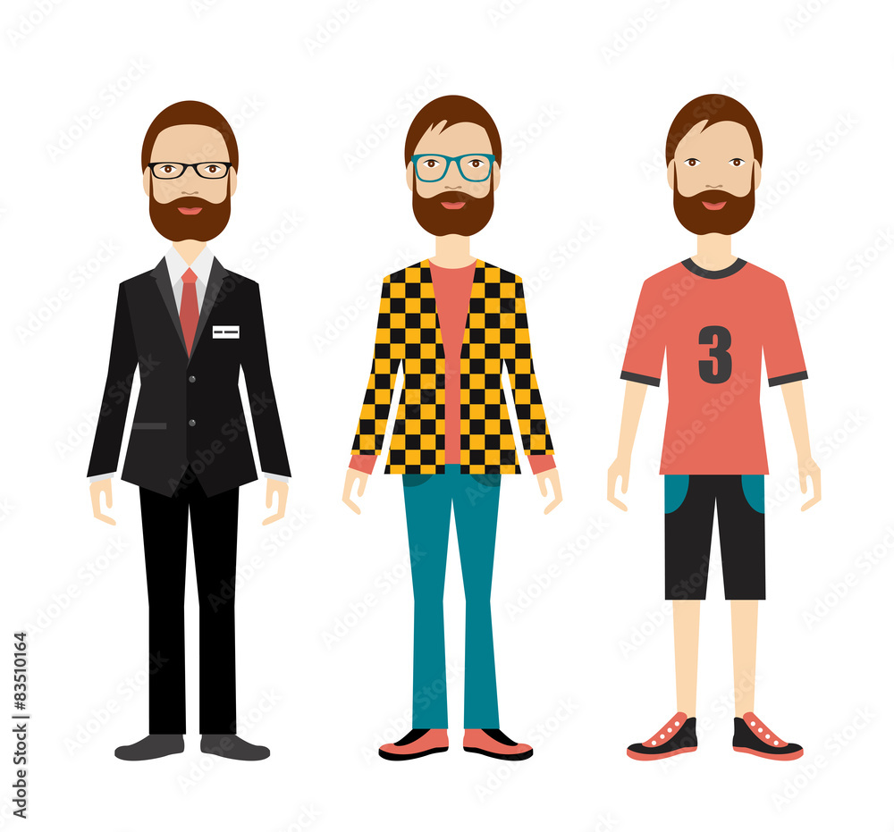 Man outfit to business office, casual and sport. Man outfit to business office, casual and sport.