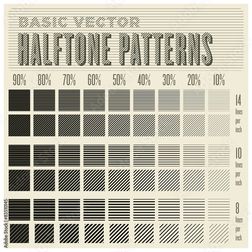 vector halftone pattern -  basic vector halftone lines seamless patterns (with swatches) 