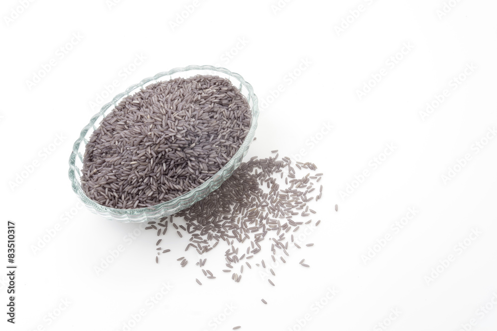 butterfly pea rice isolated on white background
