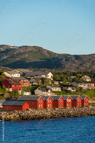 Red houses on the bay of Alta, Norway