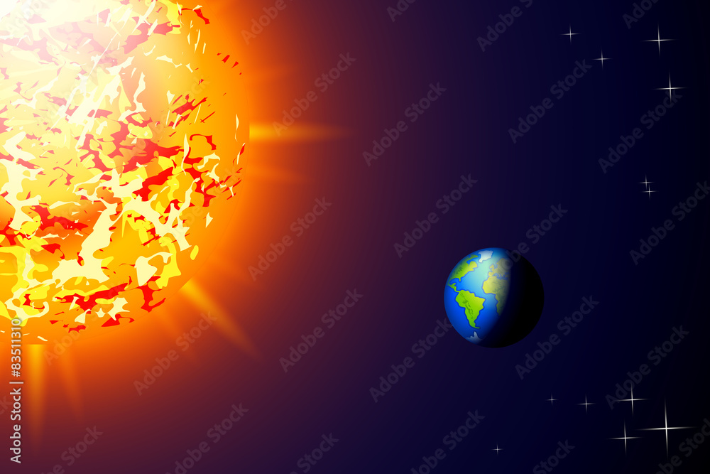 Naklejka premium sun and earth