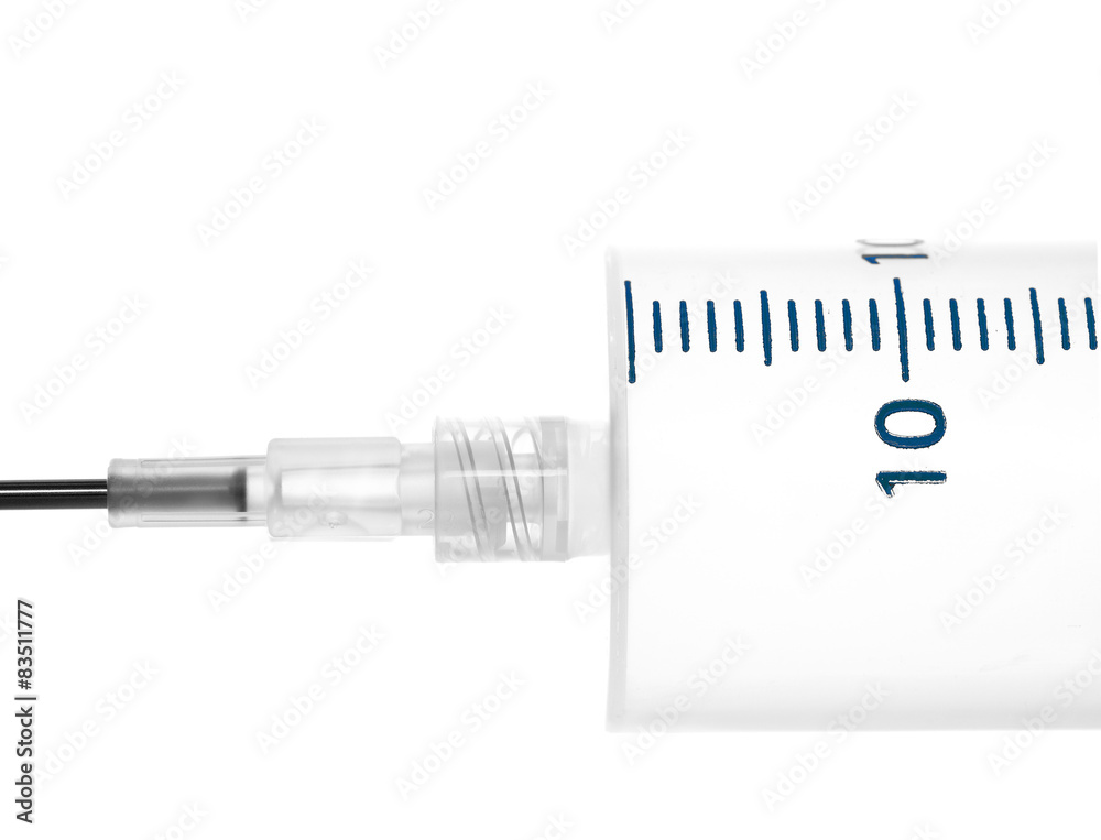 Medical syringe isolated on white background as a concept of res