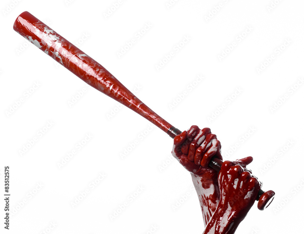 bloody hand holding a baseball bat, a bloody baseball bat Stock Photo |  Adobe Stock