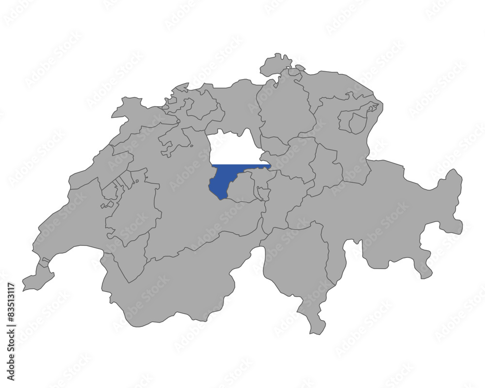 Karte Schweiz mit Fahne von Luzern